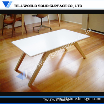 Luxury Solid Surface Table, White Modern Corian Marble Top Dining Table, Picnic Table